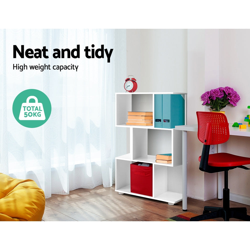 Design Boekenkast met Zigzag Planken 3-Laags - Moderne Display Kast 60 cm