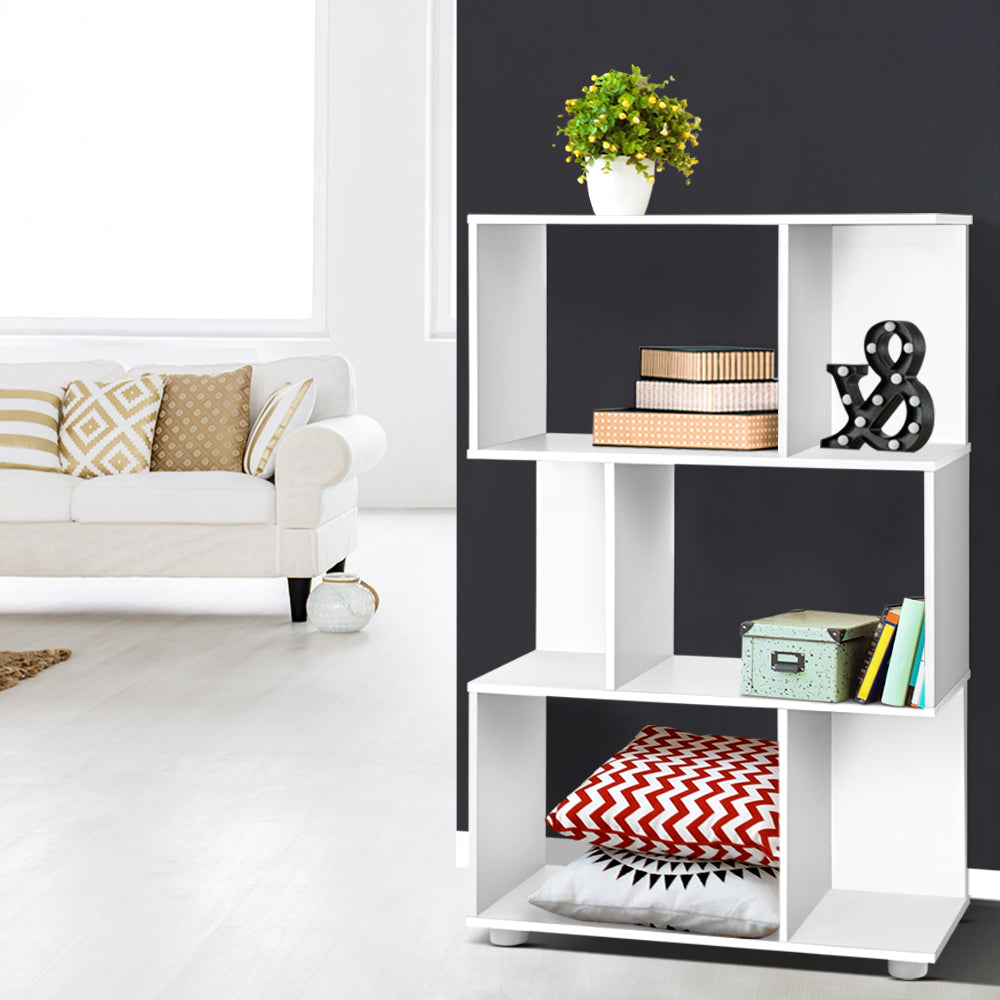 Design Boekenkast met Zigzag Planken 3-Laags - Moderne Display Kast 60 cm