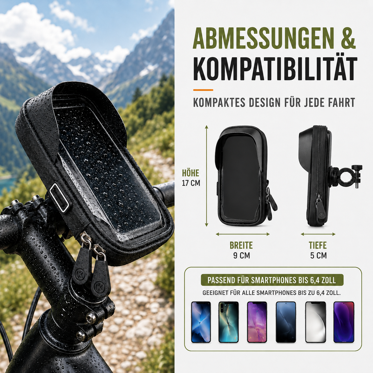 Waterdichte Telefoonhouder voor Fiets met Touchscreen - Tot 6.4 Inch