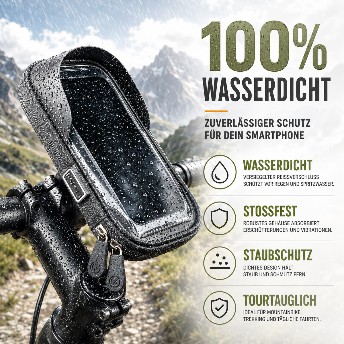 Waterdichte Telefoonhouder voor Fiets met Touchscreen - Tot 6.4 Inch