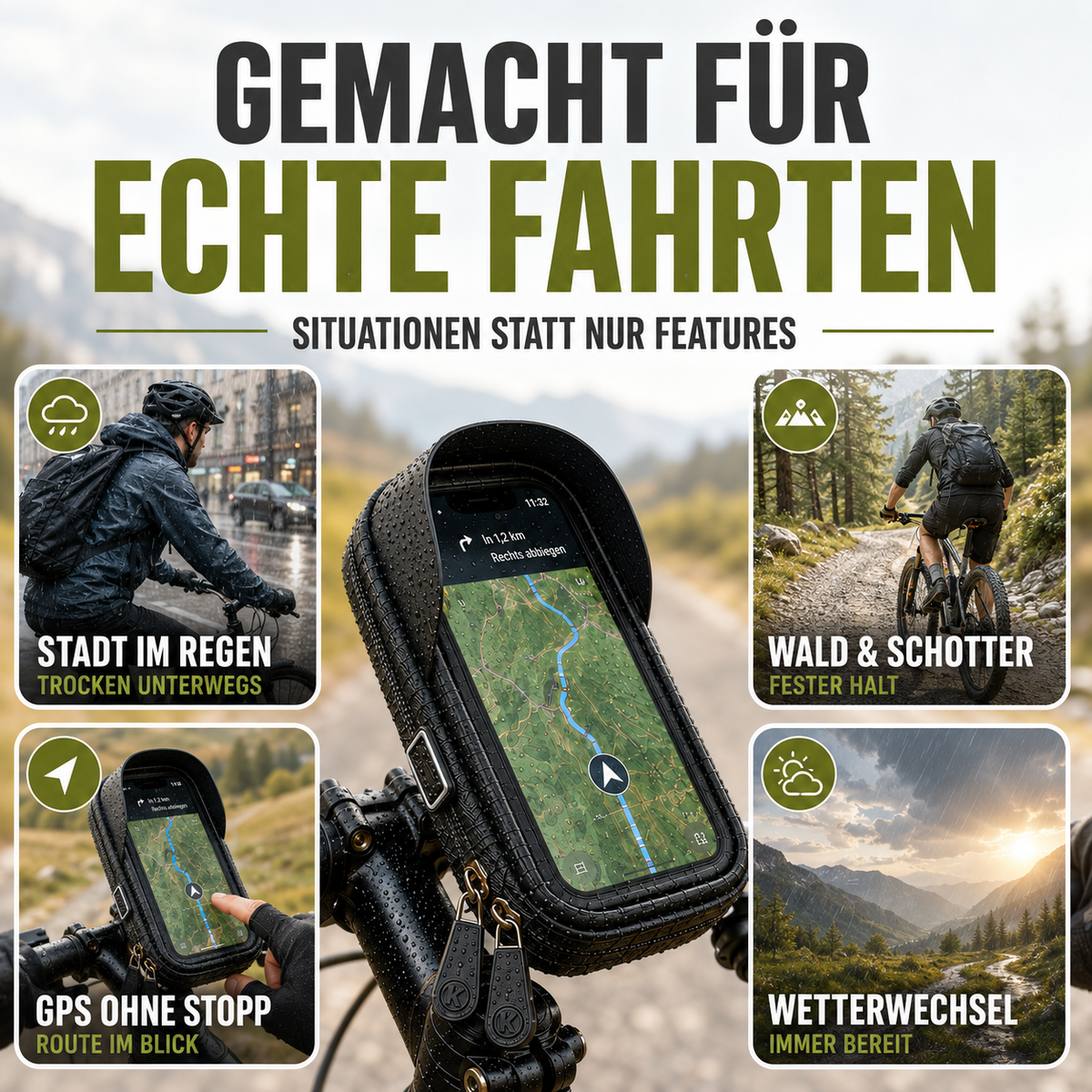 Waterdichte Telefoonhouder voor Fiets met Touchscreen - Tot 6.4 Inch