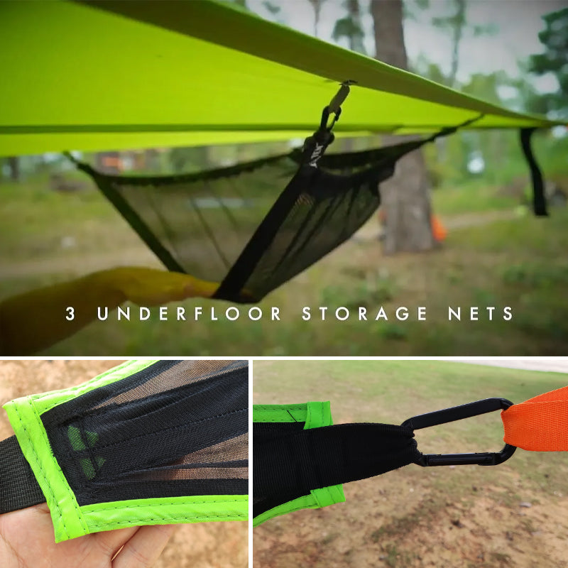 Driehoekige Hangende Hangmat Meerpersoons met Ankersysteem voor Camping Tuin Buiten Ontspanning Relax