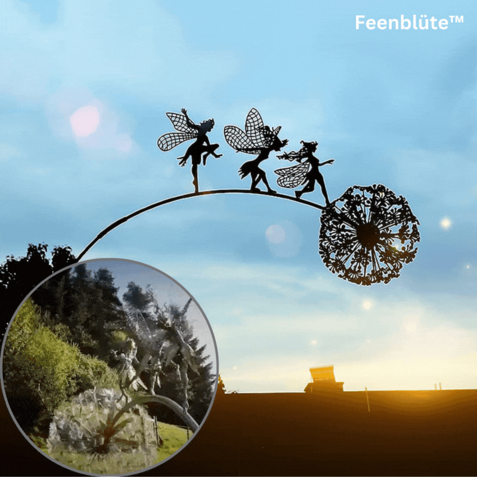 Tuinornament Silhouet Fee met Paardenbloem Metaal Weerbestendig Decoratie voor Bloembedden Borders en Gazon
