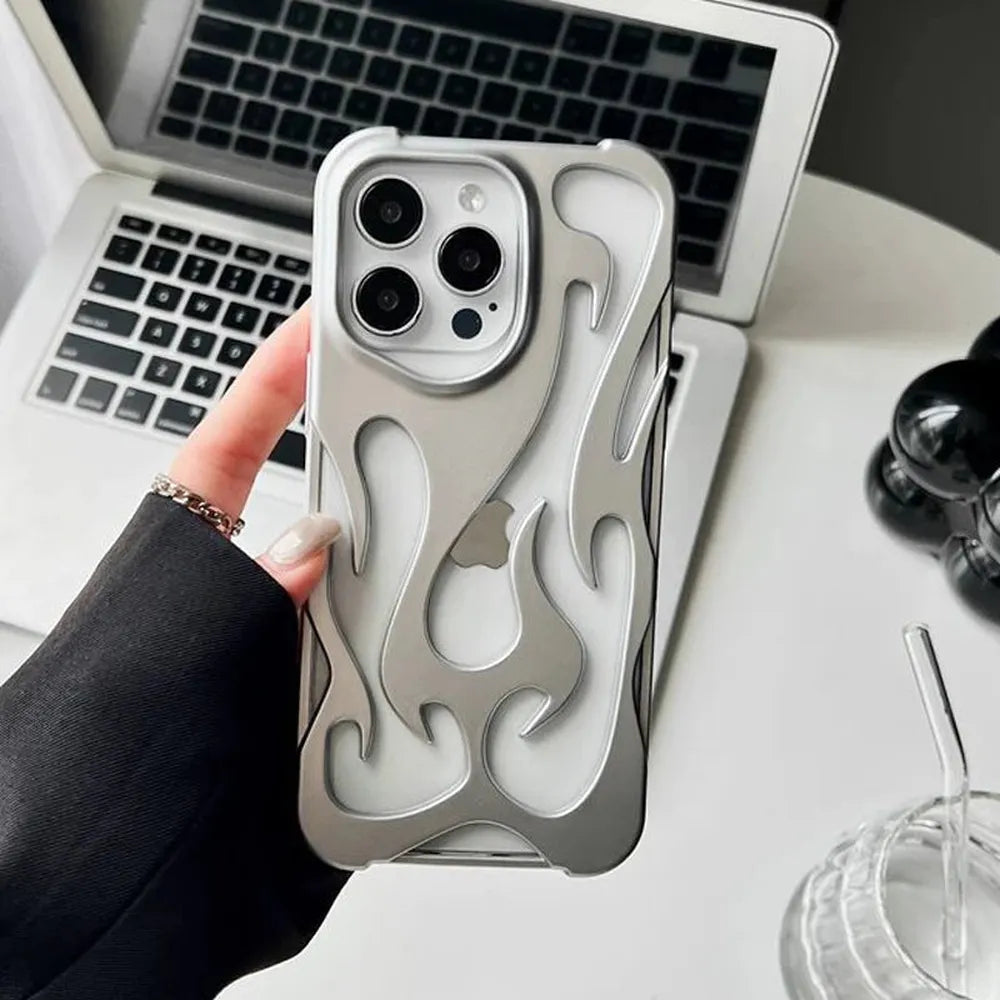 Geperforeerde Telefoonhoes iPhone met Vlammendesign Warmteafvoer Mat of Glanzend Afwerking Beschermhoes