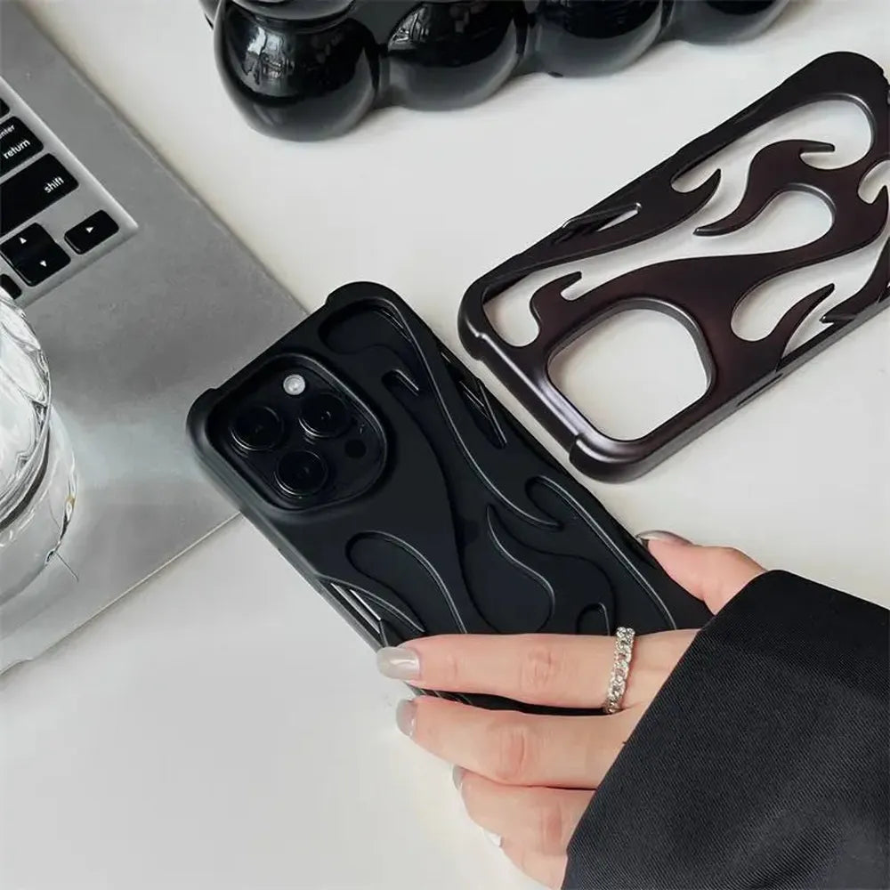 Geperforeerde Telefoonhoes iPhone met Vlammendesign Warmteafvoer Mat of Glanzend Afwerking Beschermhoes