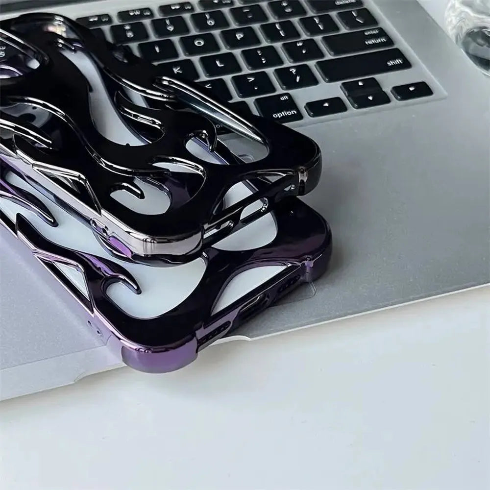 Geperforeerde Telefoonhoes iPhone met Vlammendesign Warmteafvoer Mat of Glanzend Afwerking Beschermhoes