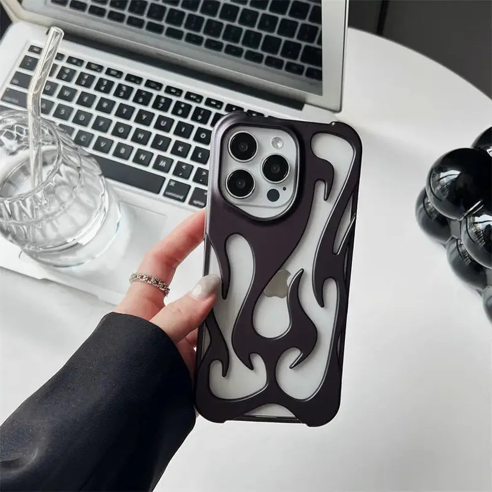 Geperforeerde Telefoonhoes iPhone met Vlammendesign Warmteafvoer Mat of Glanzend Afwerking Beschermhoes