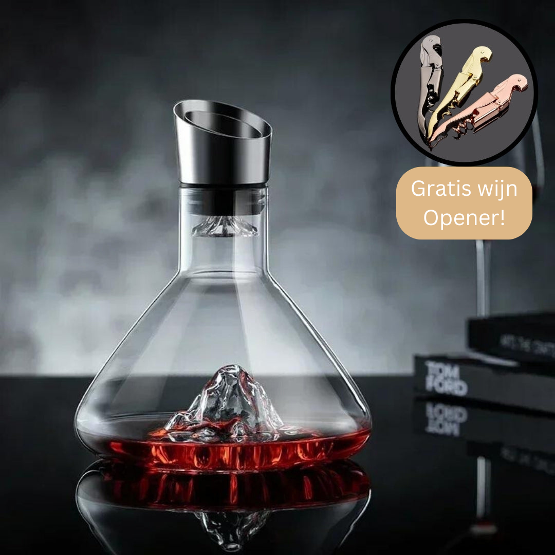 Wijnkaraf met Ijsberg Design - Kristalglas Decanter met 12-Kanaals Beluchtingssysteem voor Optimale Wijnsmaak
