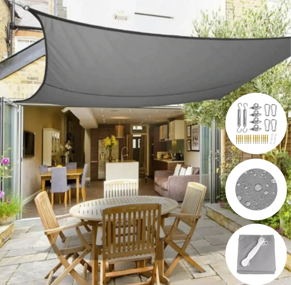 Waterdicht Schaduwdoek Driehoek of Vierkant voor Terras Balkon en Tuin