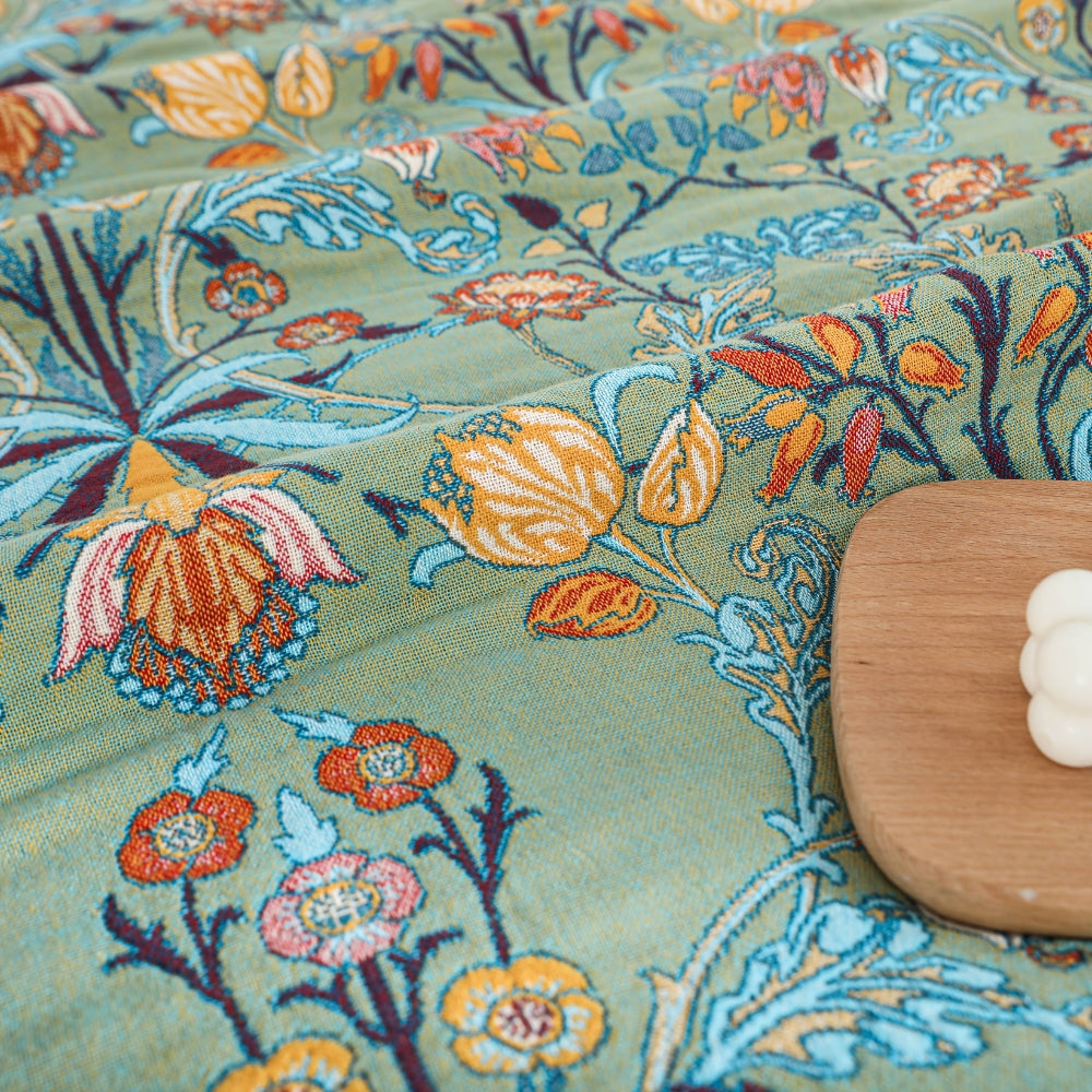 Katoenen Wenddeken met Bloemenweving en Kwasten - Zachte Jacquardplaid voor Bed en Bank