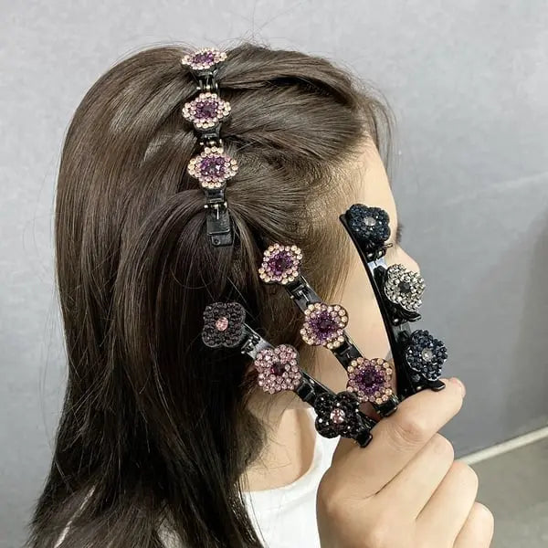 Gevlochten Haarspeld met Kristallen - Elegante Glans voor Elke Haarlook