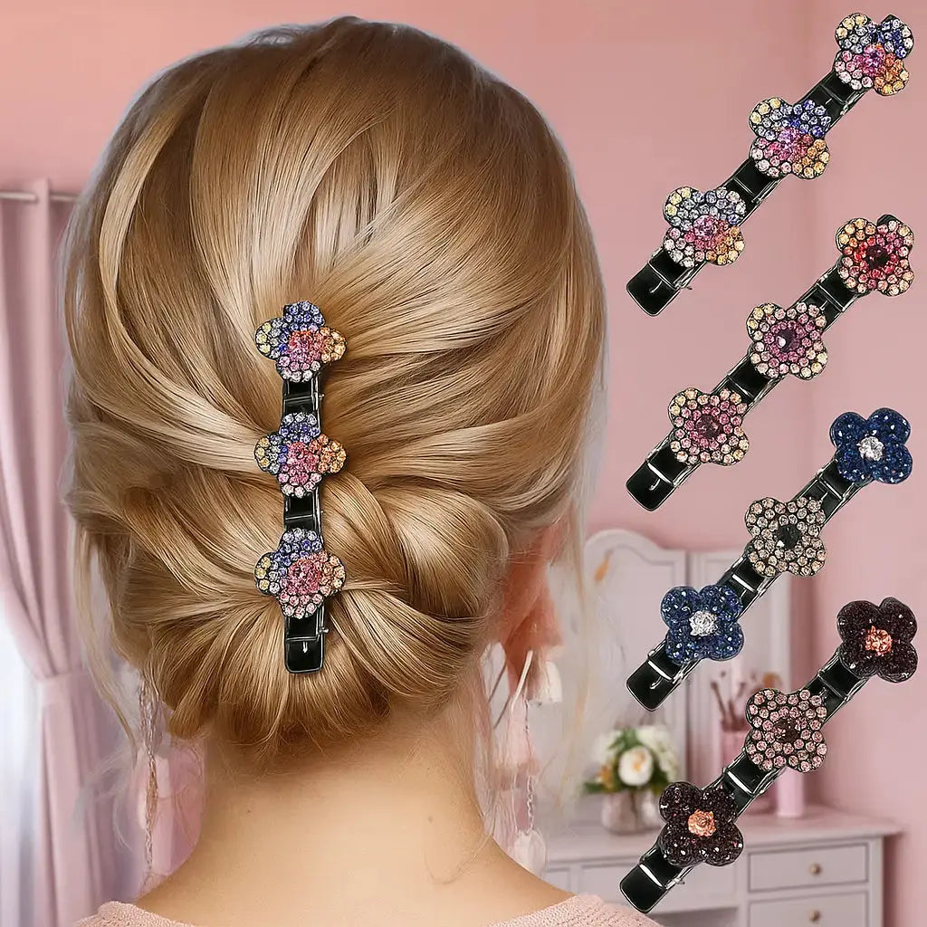 Gevlochten Haarspeld met Kristallen - Elegante Glans voor Elke Haarlook