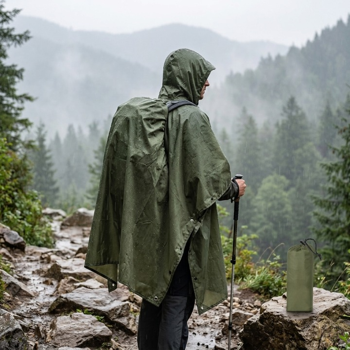 Waterdichte Regenponcho met Capuchon - 3-in-1 Outdoor Bescherming voor Wandelen Kamperen Tuin