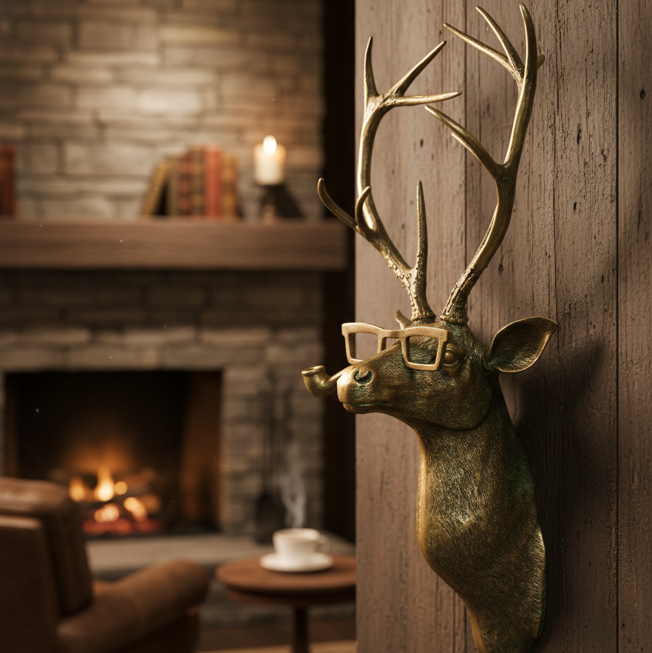 Decoratieve Hertengewei Wandmontage - Dierendesign Wanddecoratie voor Woonkamer en Hal