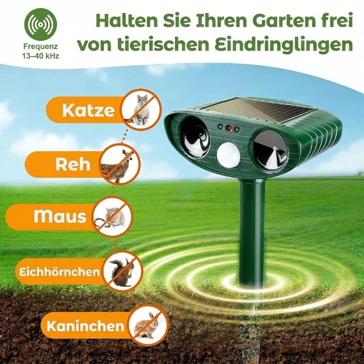 Dierenverschrikker op Zonne-Energie - PIR Bewegingssensor 110°, Bereik 9m, IP44 Weerbestendig voor Tuin en Erf