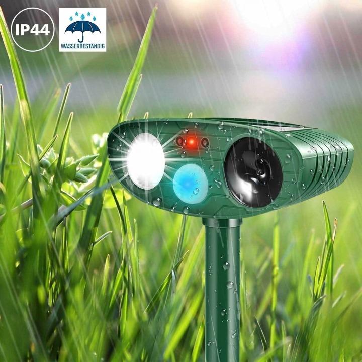 Dierenverschrikker op Zonne-Energie - PIR Bewegingssensor 110°, Bereik 9m, IP44 Weerbestendig voor Tuin en Erf
