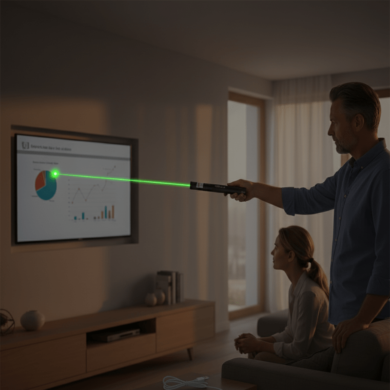 Laserpen USB Oplaadbaar Metaal Veiligheidsslot Rood Groen Focus