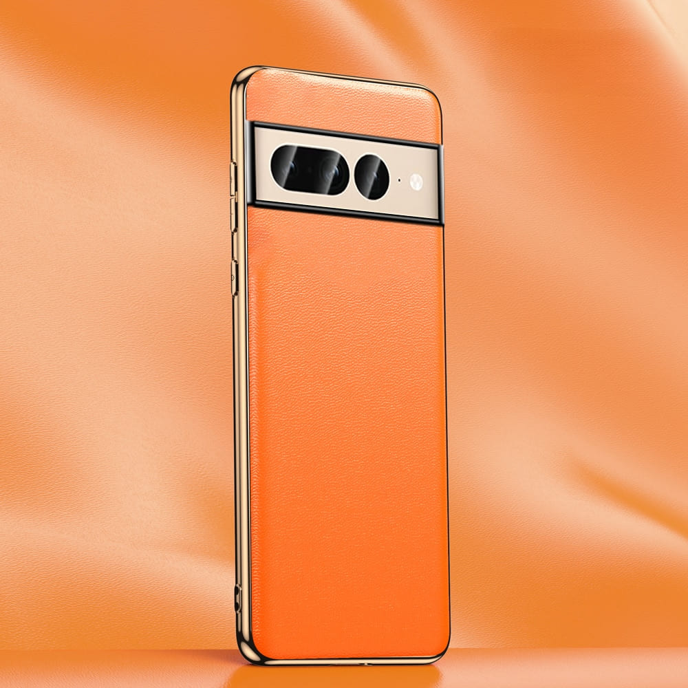Leren Telefoonhoes Echt Rundleer met Geplatteerde Randen Beschermend Hoesje voor Google Pixel Toestellen