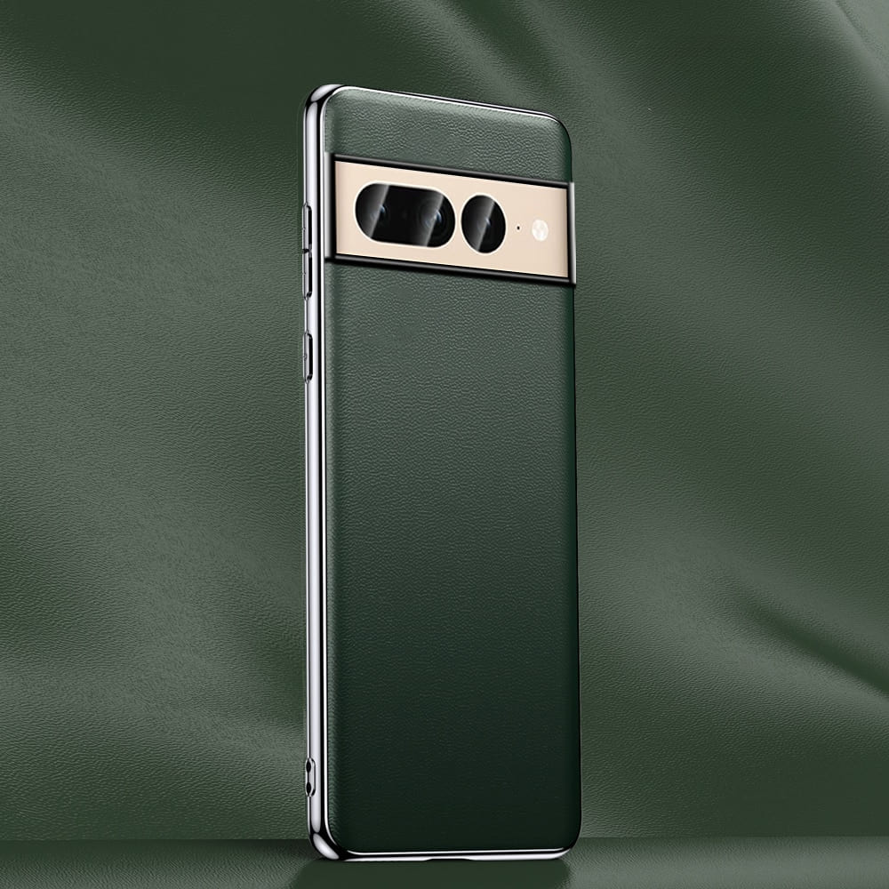 Leren Telefoonhoes Echt Rundleer met Geplatteerde Randen Beschermend Hoesje voor Google Pixel Toestellen