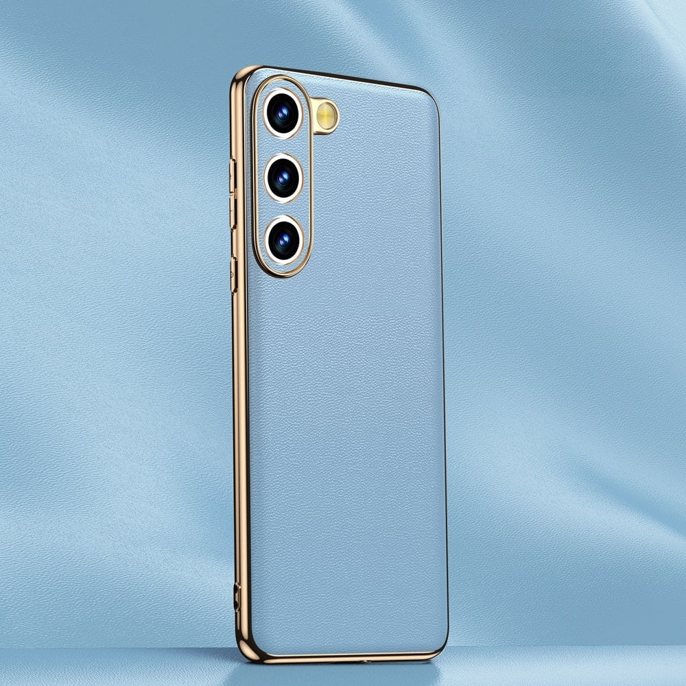 Smartphone Hoesje Echt Rundleer met Gemetalliseerde Zijkanten Samsung Galaxy S21-S25 Note 20 Draadloos Laden