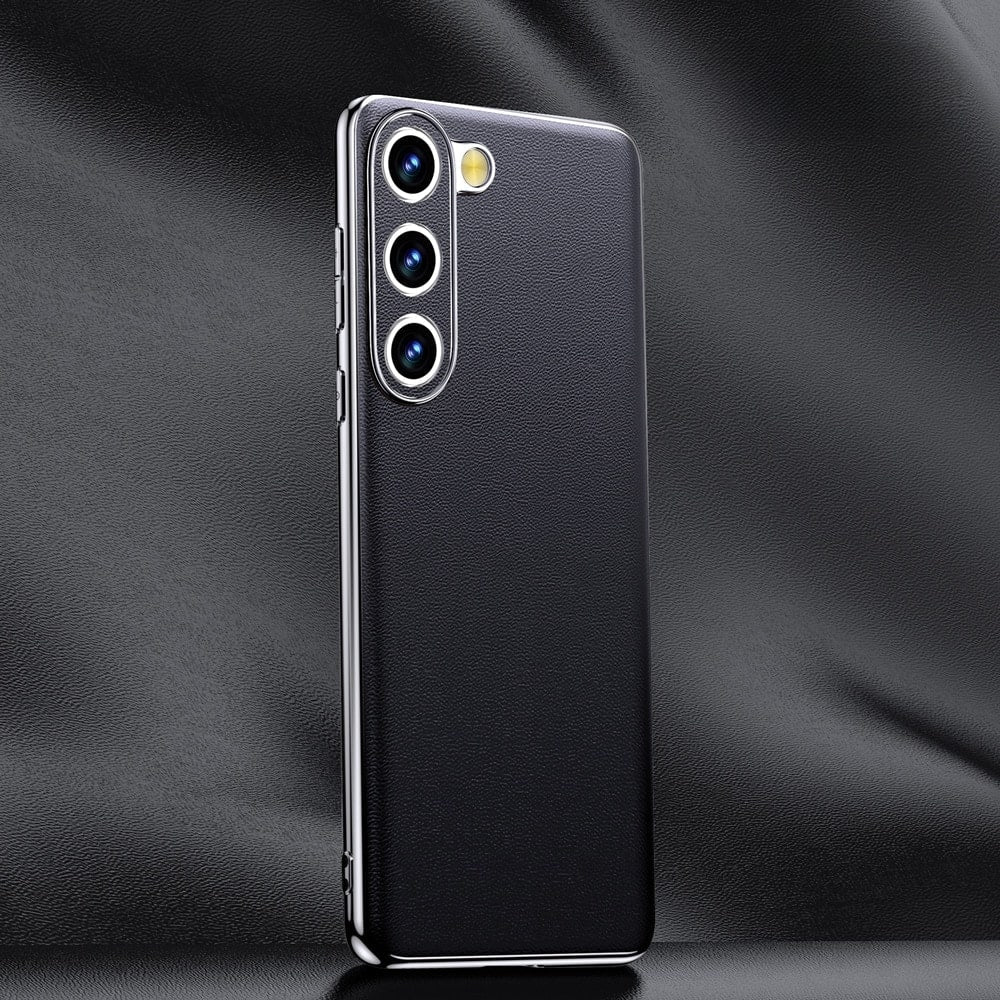 Smartphone Hoesje Echt Rundleer met Gemetalliseerde Zijkanten Samsung Galaxy S21-S25 Note 20 Draadloos Laden