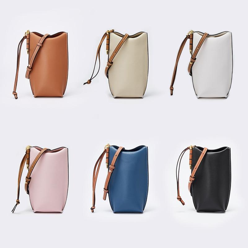 Compacte Leren Telefoontas met Schouderband Crossbody Telefoontasje Dames Pasjeshouder Portemonnee Handsfree