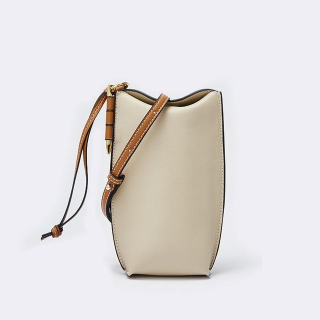 Compacte Leren Telefoontas met Schouderband Crossbody Telefoontasje Dames Pasjeshouder Portemonnee Handsfree