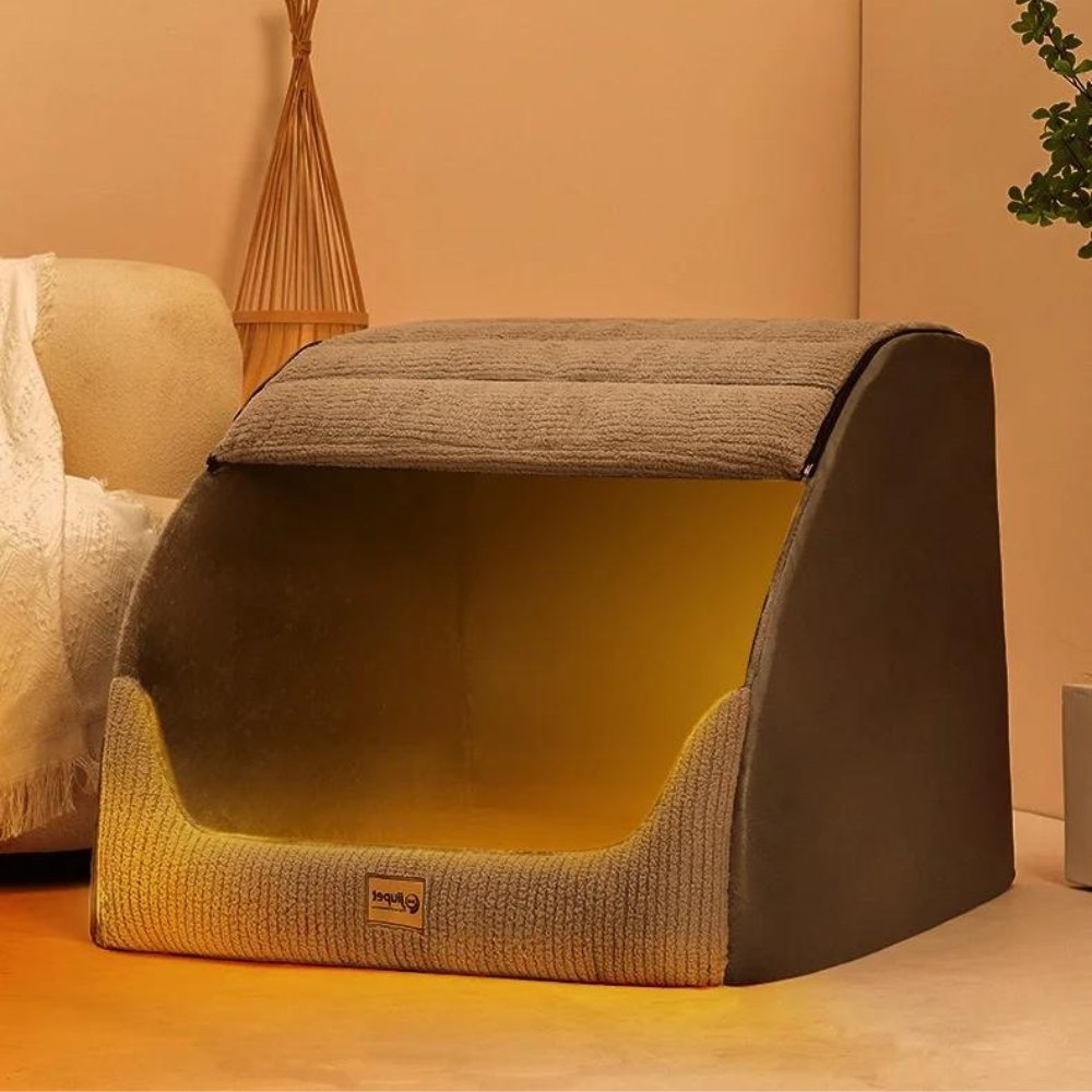 Overdekte Hondenmand met Dak Medium tot XL Huisdierbed Afgesloten Slaapplek Hond Kat Warm Comfortabel