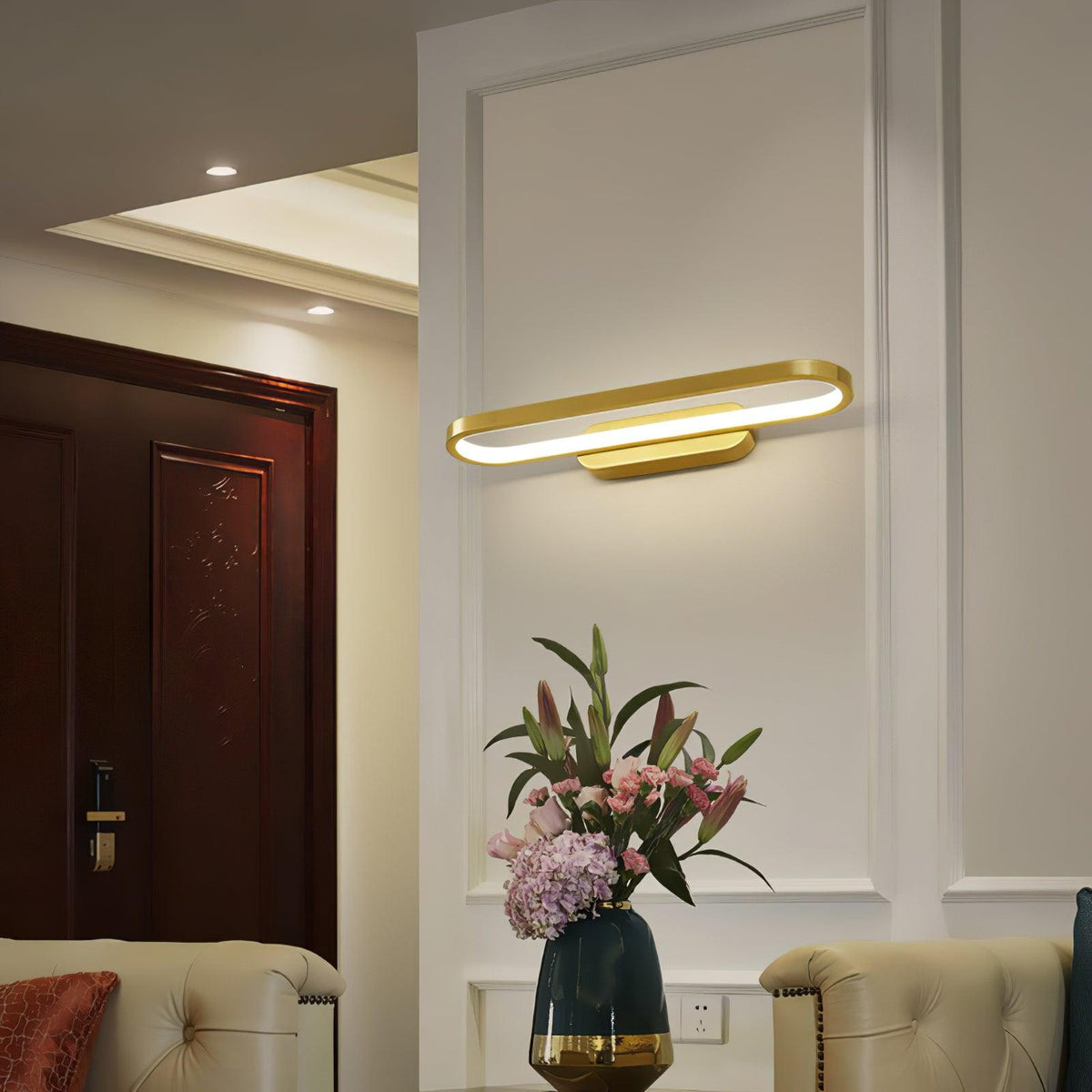 Wandlamp LED Messing Acryl Ovaal 40cm Warm Neutraal Koel Wit Badkamer Woonkamer