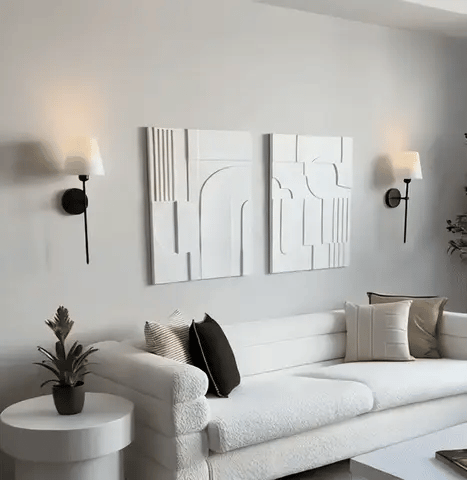 Draadloze LED Wandlamp Oplaadbaar met Afstandsbediening 57cm Metaal Zwart Goud Timer Dimbaar Sfeerlicht