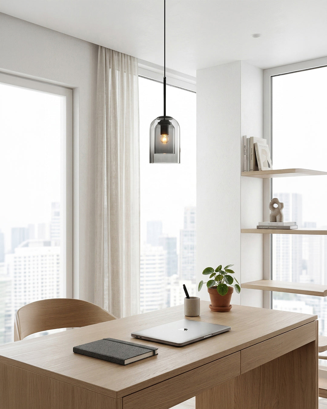 Glazen Hanglamp Ginza met Gebogen Vorm en Zachte Sfeerverlichting Warm Wit - E27 Fitting Inclusief Dimbare Compatibiliteit