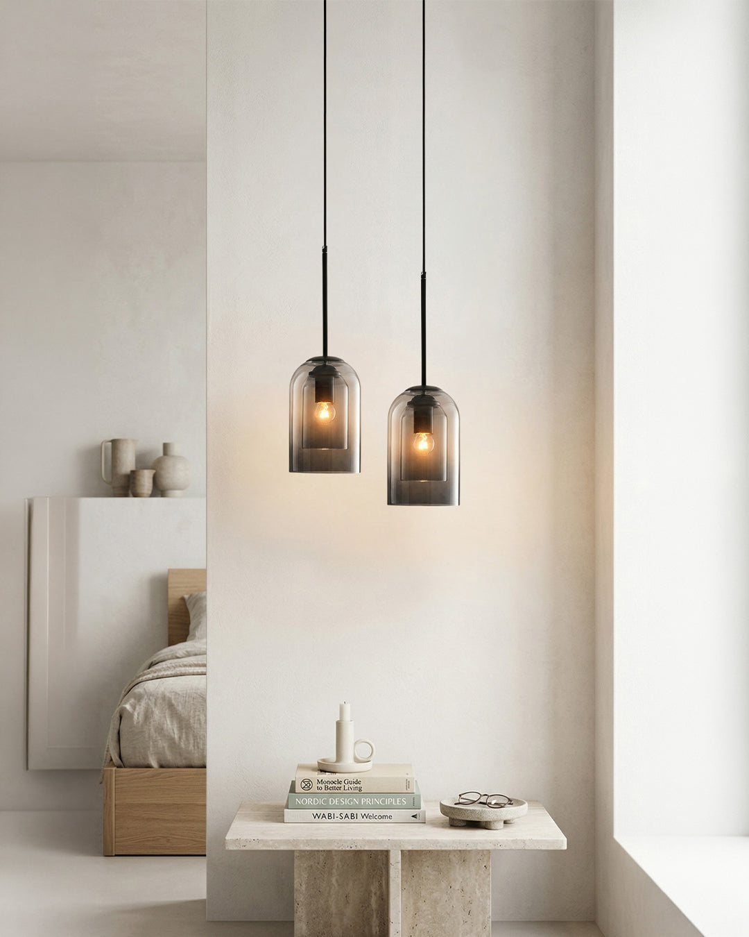 Glazen Hanglamp Ginza met Gebogen Vorm en Zachte Sfeerverlichting Warm Wit - E27 Fitting Inclusief Dimbare Compatibiliteit