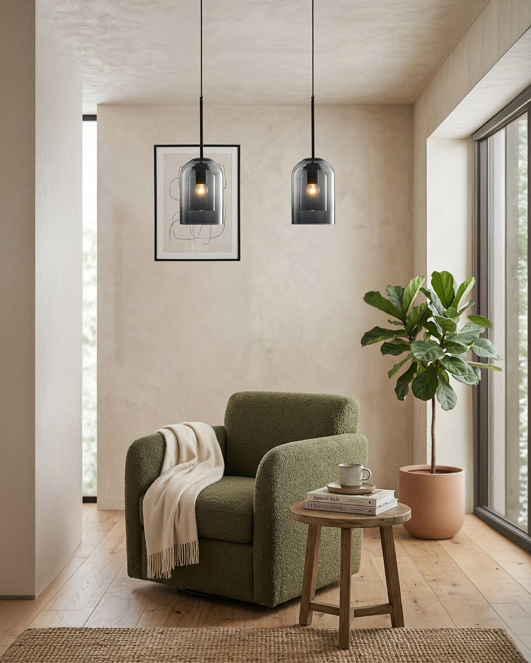 Glazen Hanglamp Ginza met Gebogen Vorm en Zachte Sfeerverlichting Warm Wit - E27 Fitting Inclusief Dimbare Compatibiliteit