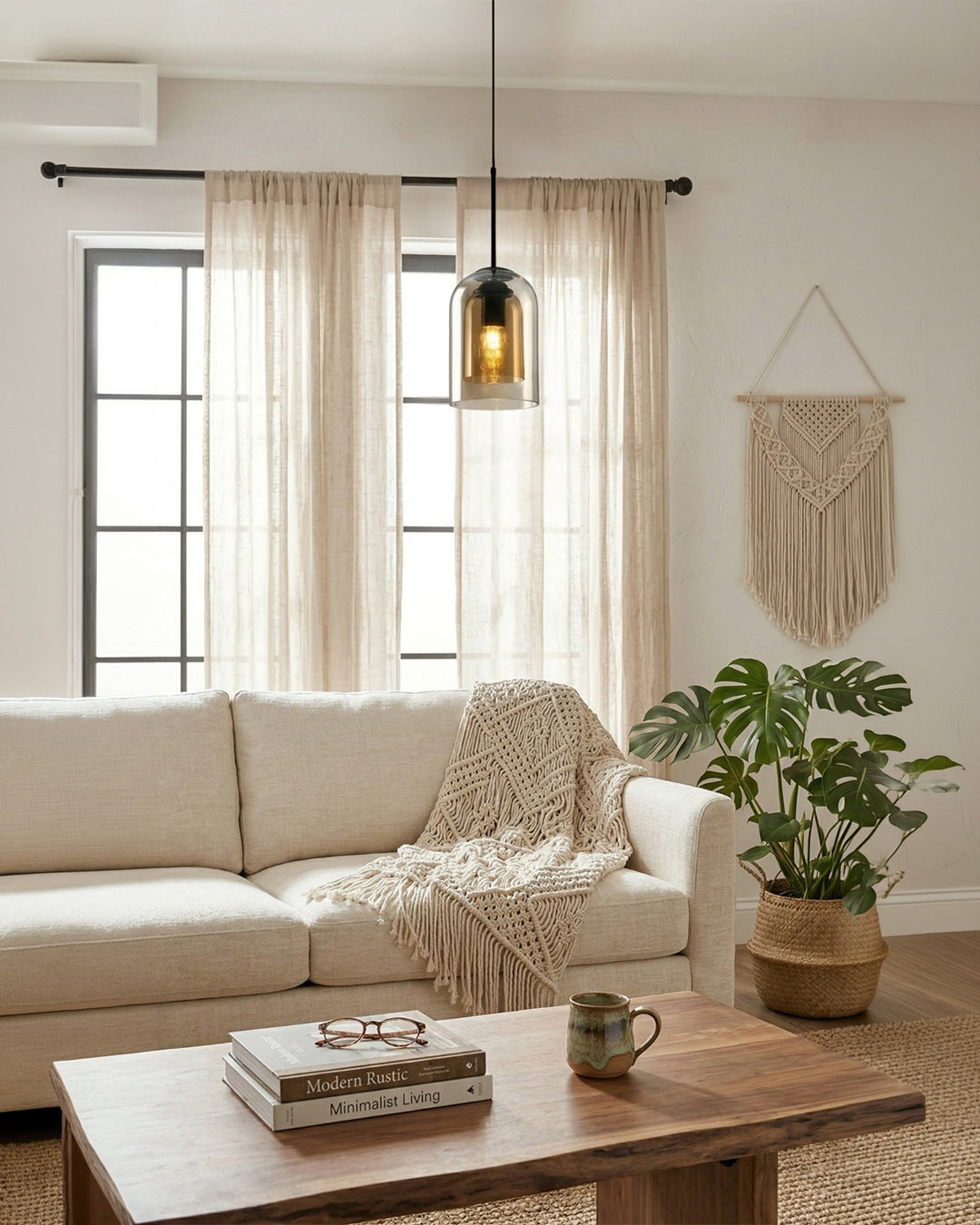 Glazen Hanglamp Ginza met Gebogen Vorm en Zachte Sfeerverlichting Warm Wit - E27 Fitting Inclusief Dimbare Compatibiliteit
