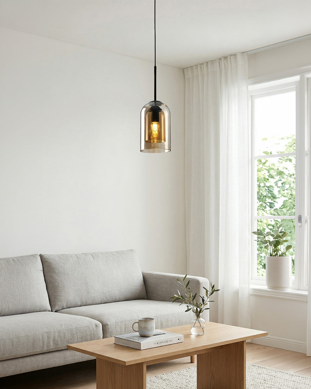 Glazen Hanglamp Ginza met Gebogen Vorm en Zachte Sfeerverlichting Warm Wit - E27 Fitting Inclusief Dimbare Compatibiliteit