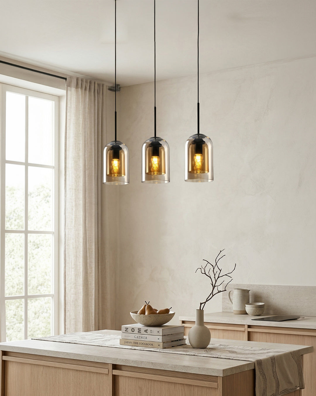 Glazen Hanglamp Ginza met Gebogen Vorm en Zachte Sfeerverlichting Warm Wit - E27 Fitting Inclusief Dimbare Compatibiliteit