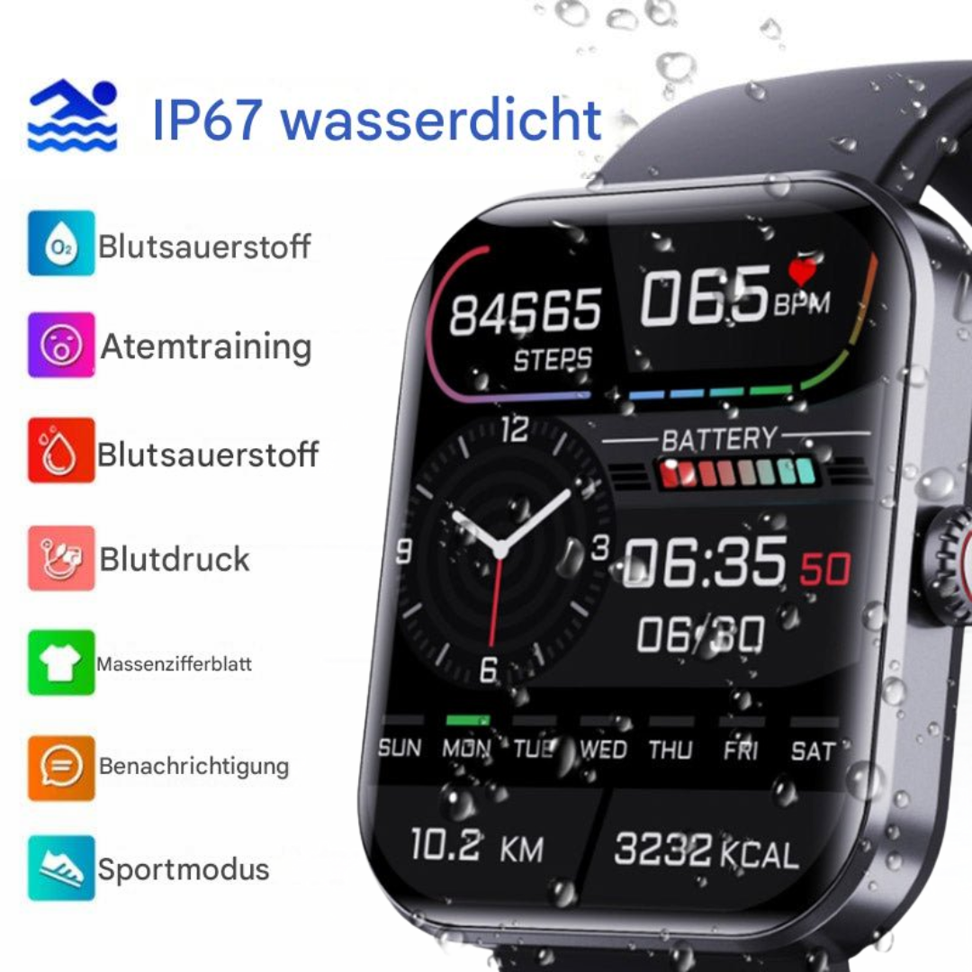 Slimme Smartwatch met Niet-Invasieve Bloedglucosemeting - Gezondheidstracker voor Hartslagmeting, Bloeddruk en Zuurstofniveau