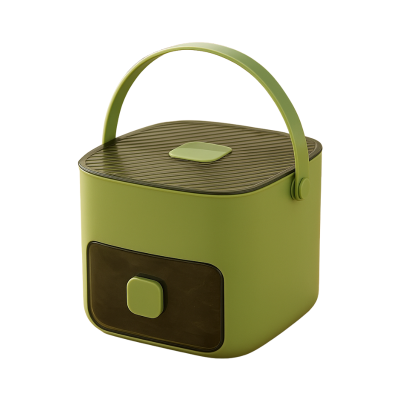 IJsblokjesmaker met Drukknop Snelontgrendeling Draagbaar Groen Wit voor Keuken Picknick Camping BBQ Outdoor