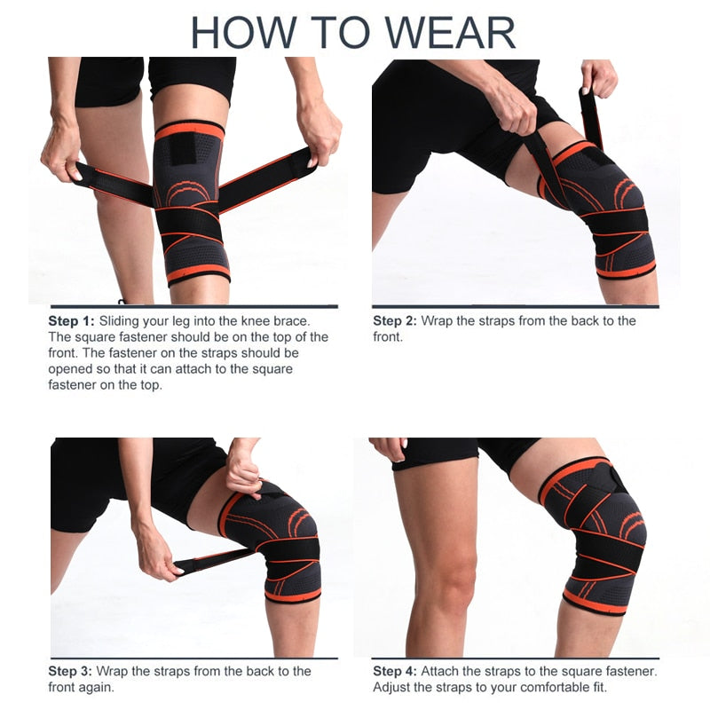 Compressie Kniebrace met Verstelbare Banden Sport Ondersteuning Gewrichtsbescherming Fitness Training