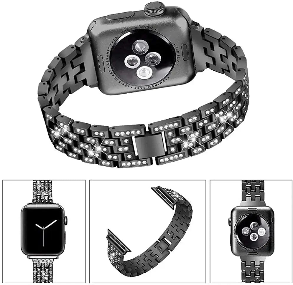 Smartwatch Bandje met Kristallen Edelstaal Verstelbaar Luxe Horloge Band Sparkle Statement Accessoire