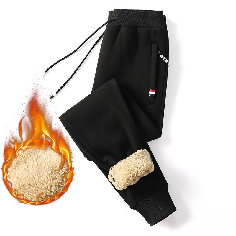 Gevoerde Winterbroek Heren Fleece Thermische Jogger met Trekkoord Elastische Taille voor Koude Dagen