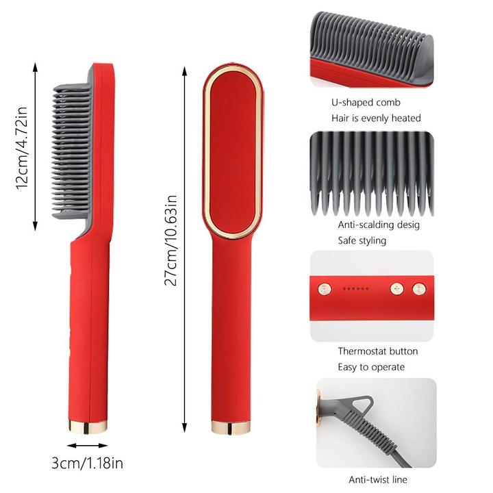 Verwarmde Stijlkam Keramisch met Ionische Coating 5 Temperatuurstanden Professionele Haar Stylingtool