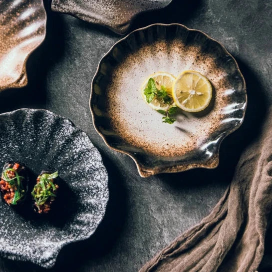 Keramische Schelp Borden Set - Elegant Servies voor Vis & Voorgerechten Scandinavisch Design - 3 cm × 20 cm
