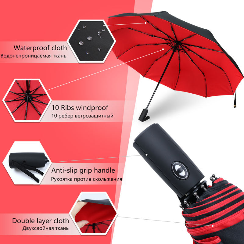 Omkeerbare Stormparaplu Automatisch Openen Sluiten Wind- en Waterdicht UV-Bescherming Compacte Regenparaplu