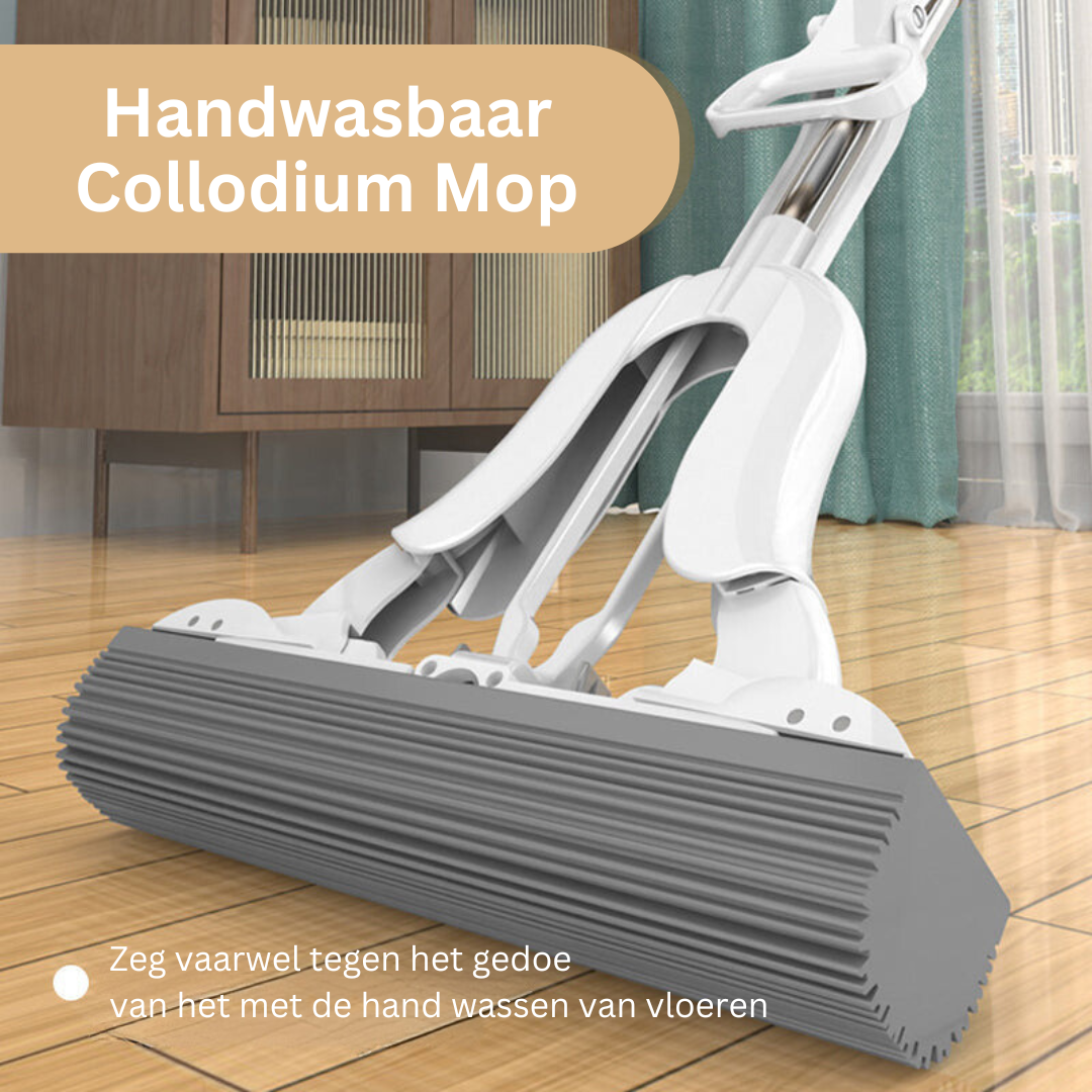 Platte Dweil met Uitschuifbare Steel en Superabsorberend Wisserblad - Uitwringmechanisme voor Vloerreiniging