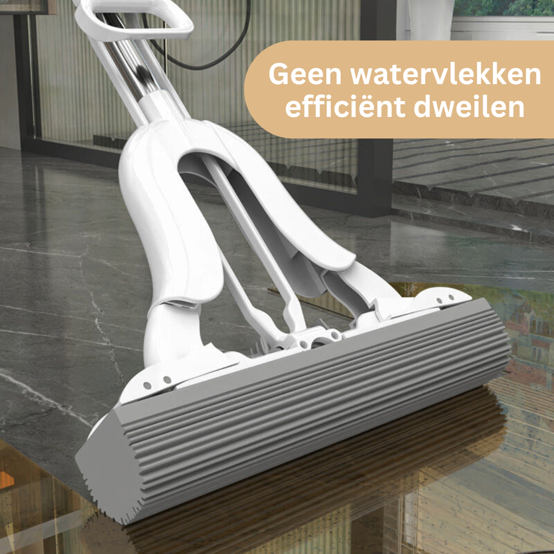Platte Dweil met Uitschuifbare Steel en Superabsorberend Wisserblad - Uitwringmechanisme voor Vloerreiniging