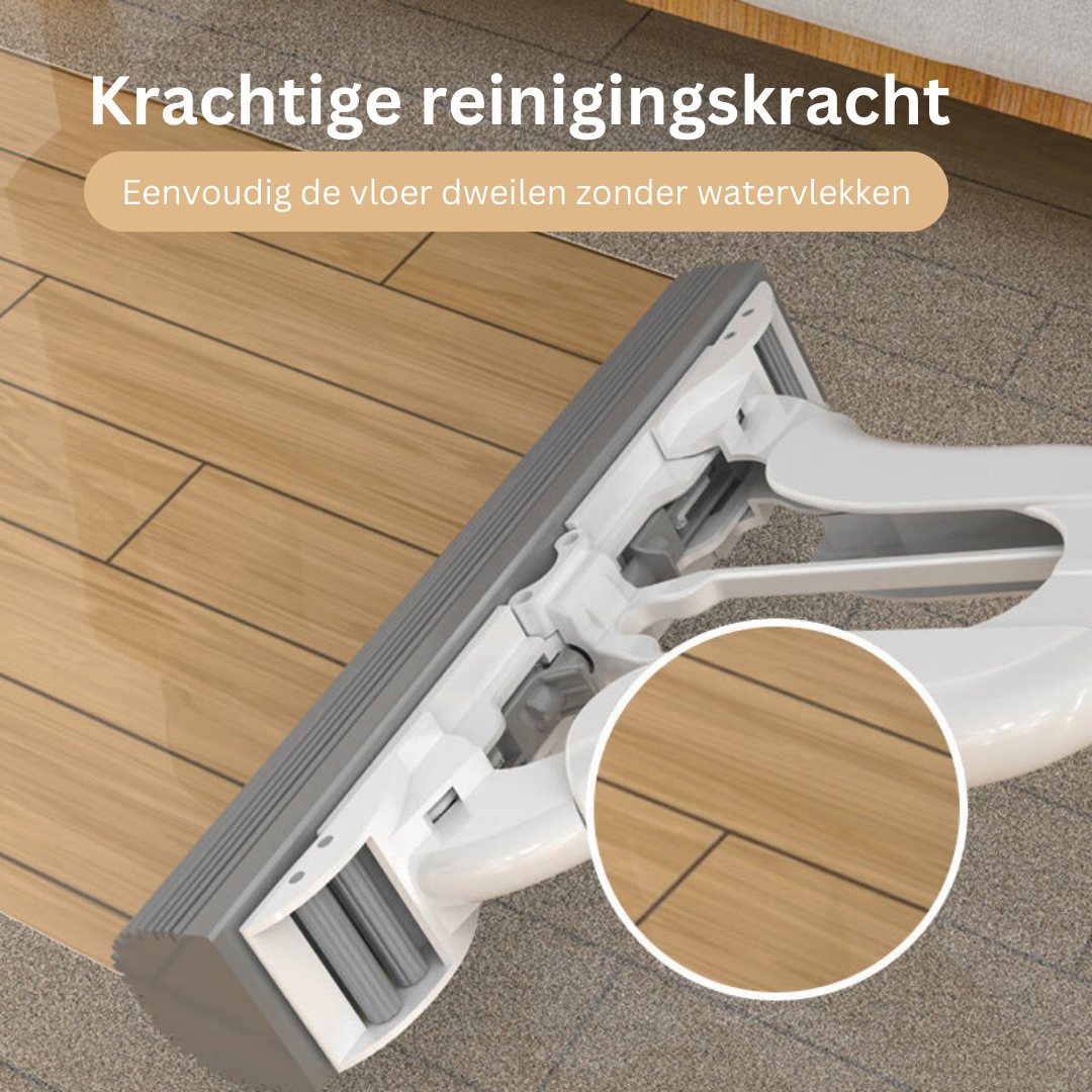 Platte Dweil met Uitschuifbare Steel en Superabsorberend Wisserblad - Uitwringmechanisme voor Vloerreiniging