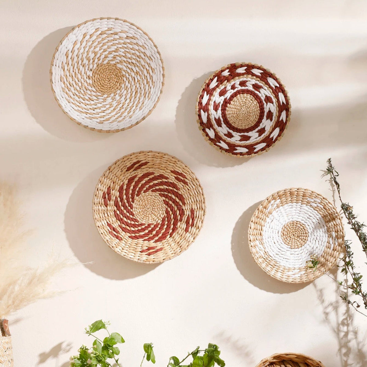 Handgeweven Zeegras Wandkunst Set - Natuurlijke Textuur en Boheemse Sfeer voor Modern en Rustiek Interieur