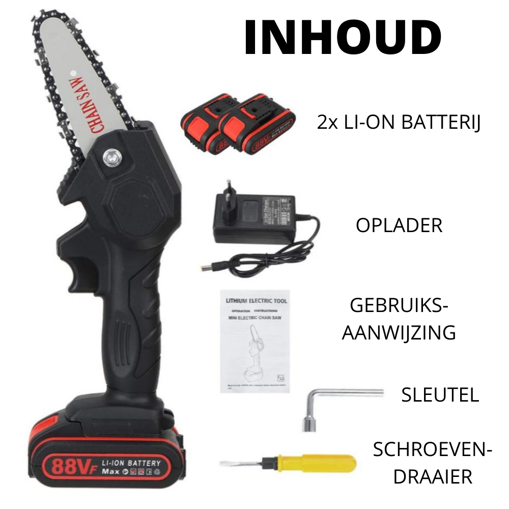 Draadloze Accu Kettingzaag Mini Eenhandig Tuingereedschap voor Snoeien Zagen Takken 88V Tuinonderhoud