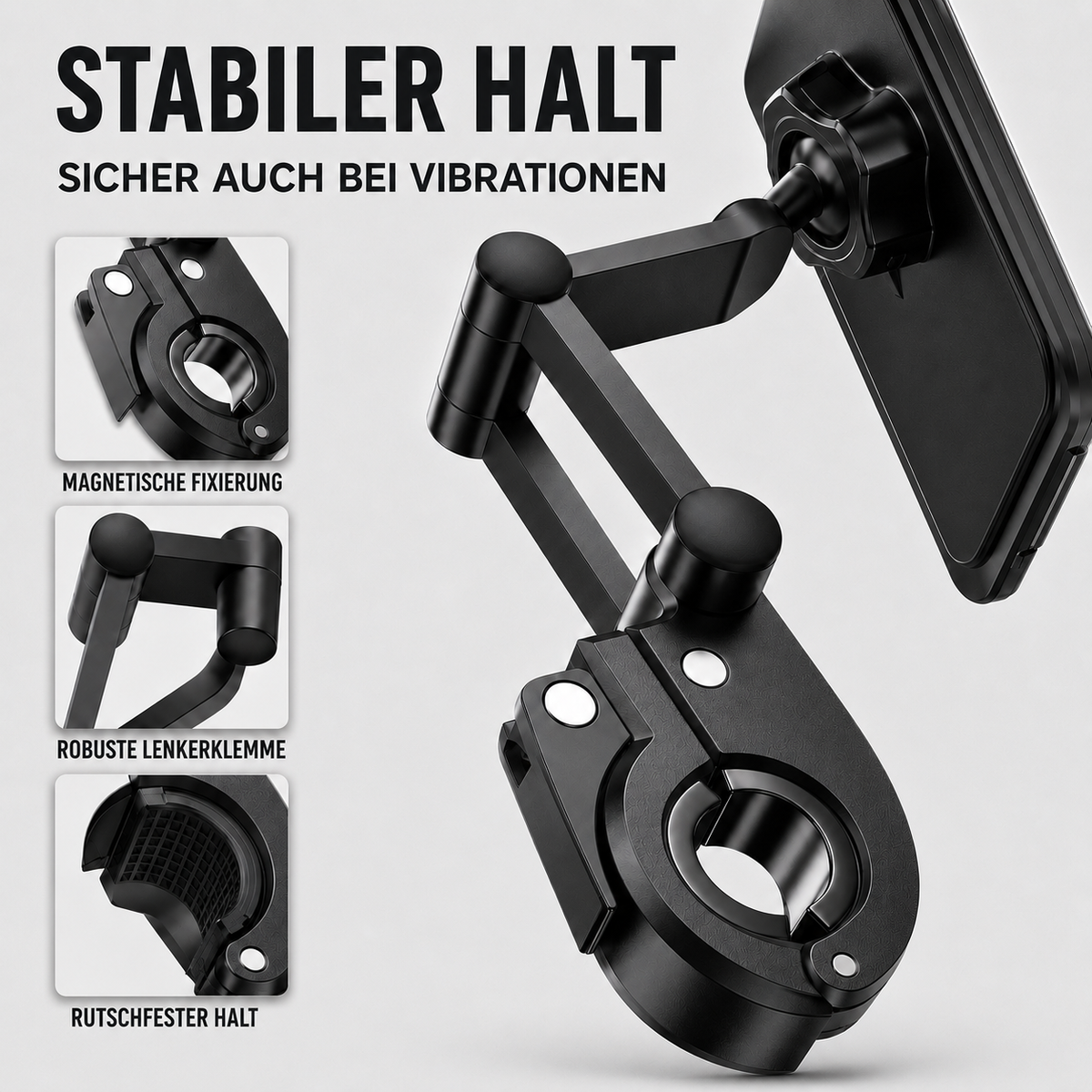 Smartphone Houder Motorfiets Waterdicht 360° Draaibaar Fiets Telefoonhouder Stuurmontage Universeel Zwart